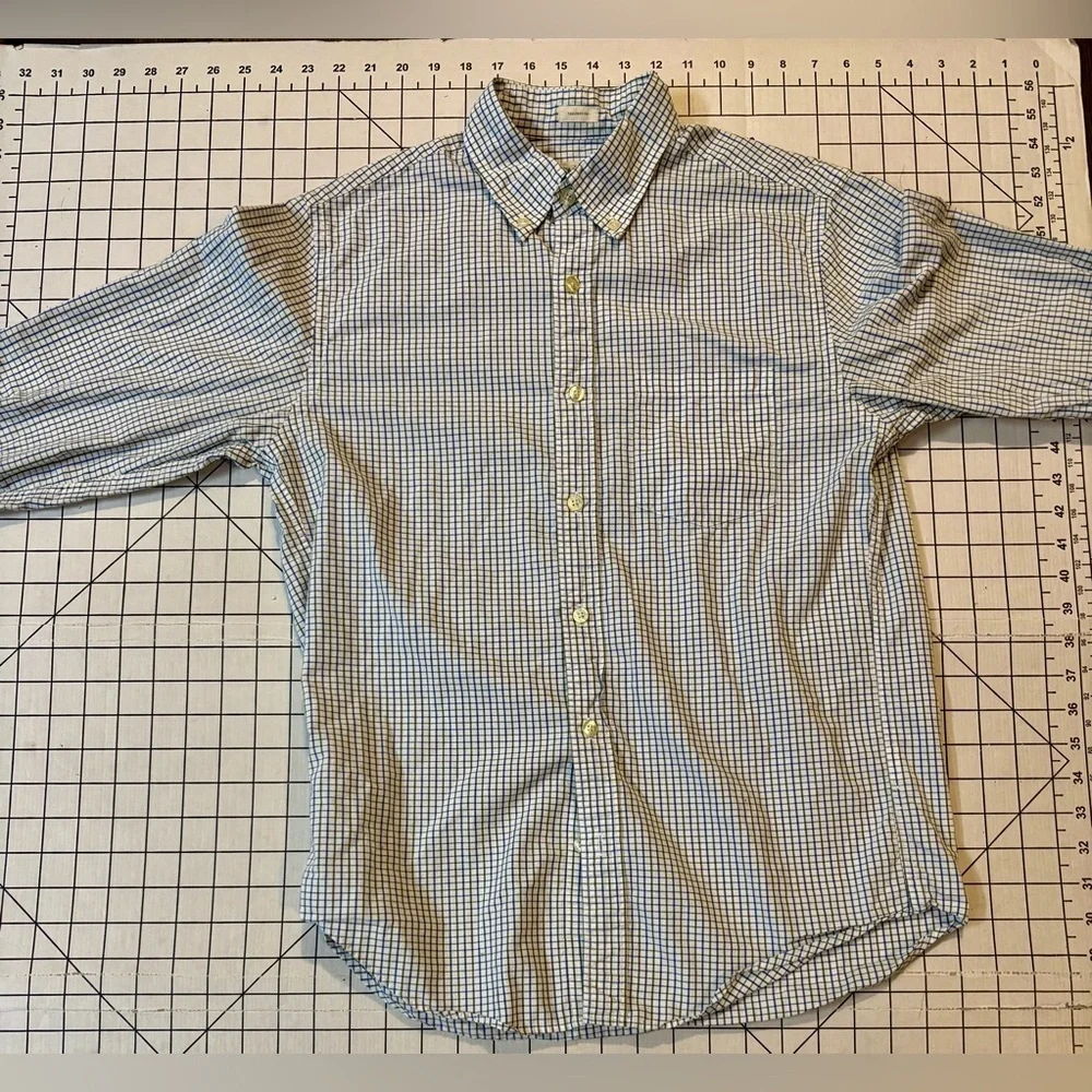 J. Crew Men’s Size Small White/Blue/Green Washed Casual Tailored Fit Button Down